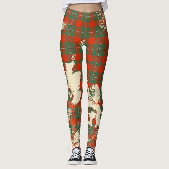 Leggings MacGregor Ancient Tartan Scotland Lion Map Art (Devant)