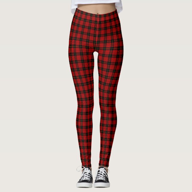 Leggings MacQueen Tartan rouge et noir plaid (Devant)