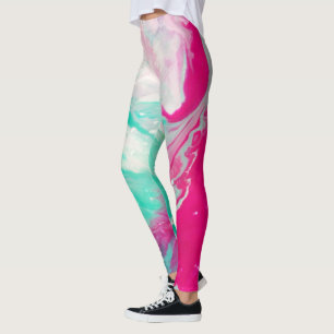 Leggings Magenta et Aqua Abstraits psychédéliques Vibrant