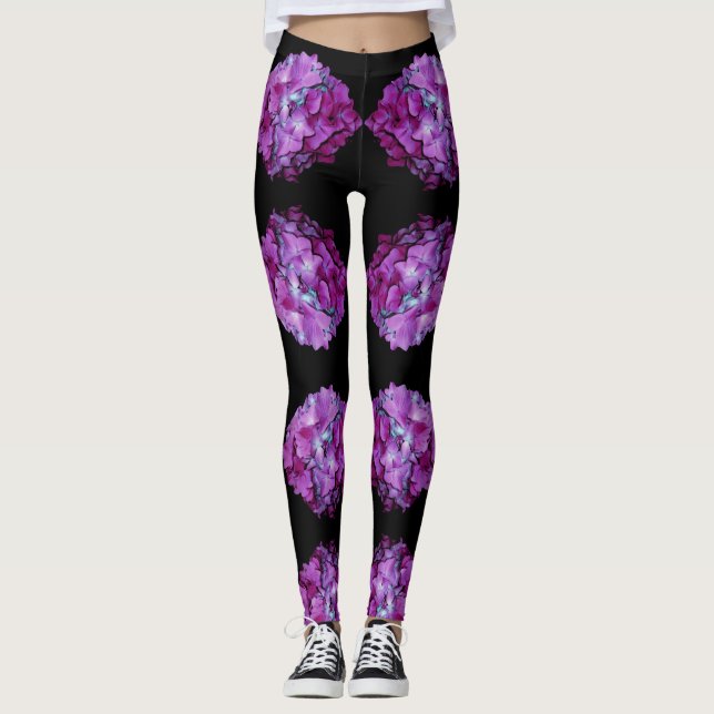 Leggings Magenta Hydrangeas (Devant)