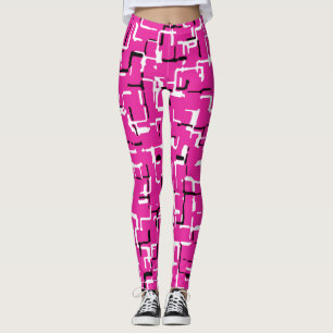 Leggings Magenta rose noir blanc Motif chic