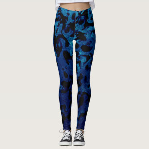 Leggings Magie Abstraite - Marine Blue Grunge Black