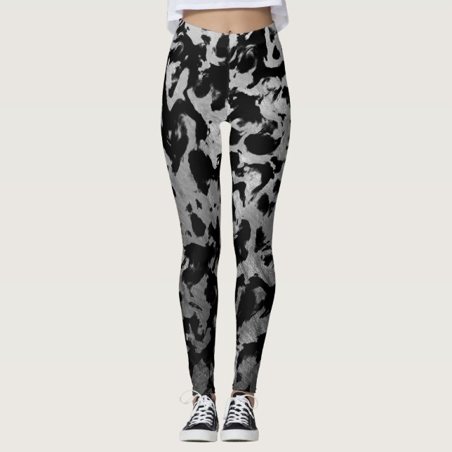 Leggings Magie Abstraite - Noir argenté (Devant)