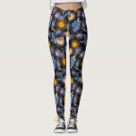 Leggings Magie céleste Motif Lune étoiles Soleil Noir<br><div class="desc">Motif céleste mélangé avec des lunes,  des étoiles et des soleils,  dans des couleurs jaunes,  bleues et violettes avec parties scintillant fausse bleue et effets d'aquarelle.</div>