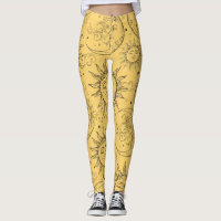 Magie Jaune Vintage Céleste Soleil Lune Étoiles
