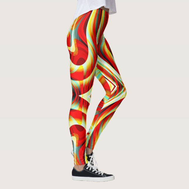Leggings Magnifier les traits rouges courbés qui se chevauc (Droite)