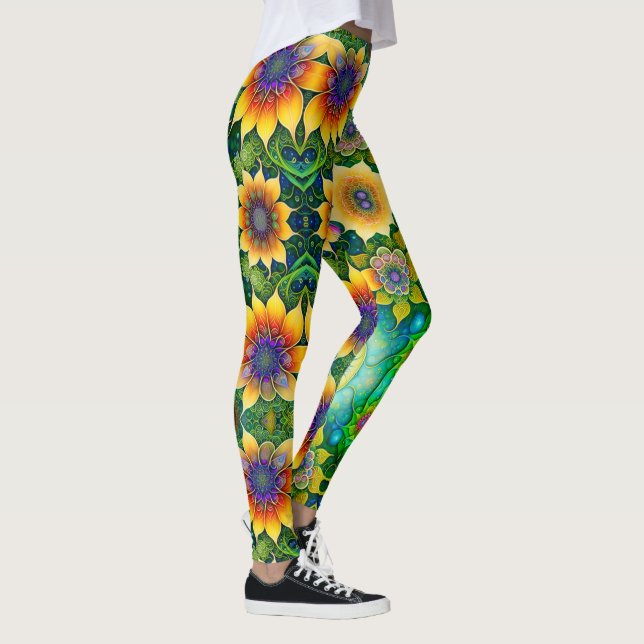 Leggings Magnifique Grand Tournesol Lumineux (Droite)