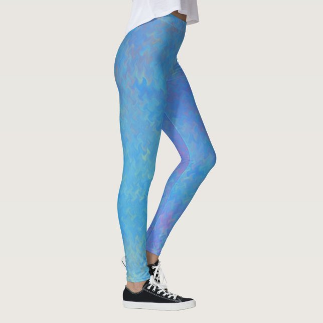 Leggings Magnifique motif de marbrure bleu céruléen (Droite)