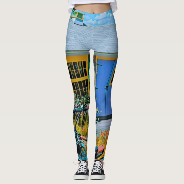 Leggings Magnifique peinture cycliste (Devant)