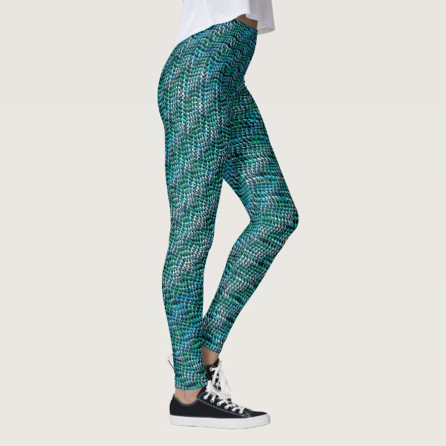 Leggings Maille de sac torsadée et ondulée, cyan verdâtre (Droite)