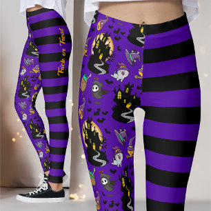 Leggings Maison-Sorcière Halloween Noire Et Violet