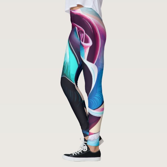 Leggings Majesté de minuit : La beauté noire des Roses noir (Gauche)