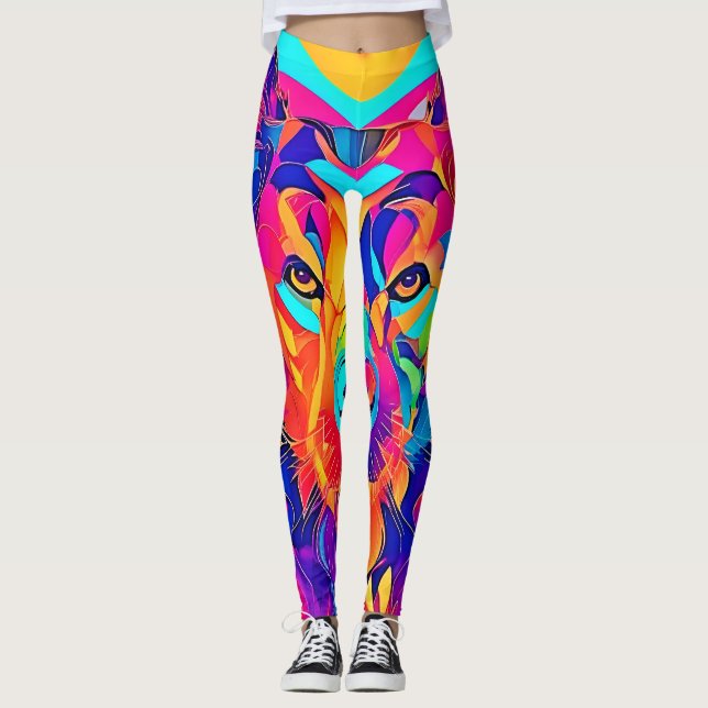 Leggings Majesté du loup psychédélique (Devant)