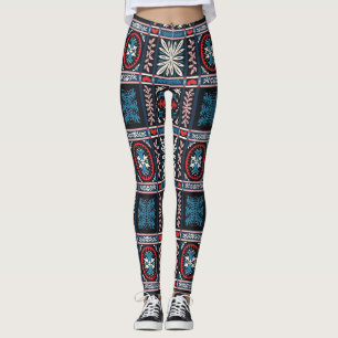 Leggings majolica italienne, broderie florale méditerranéen