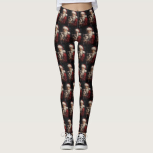 Leggings Malamute d'Alaska avec le Père Noël Noël