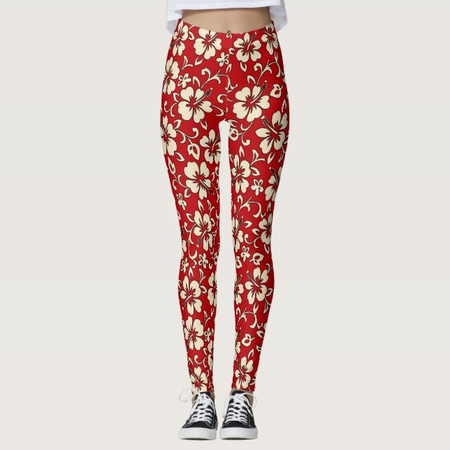 Leggings Malia Hibiscus Hawaiian Tropical Floral (Devant)