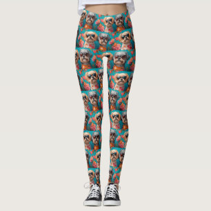 Leggings Malti Tzu avec Roses de coeur Saint Valentin