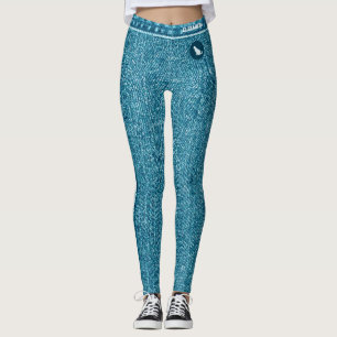 Leggings Maman Chat Amis Animaux Faux Denim Jean Bleu Perso