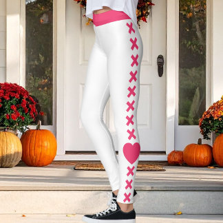 Leggings Maman Chat Blanc Motif Rouge-Rose Noël Amour