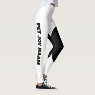 Leggings Maman Chat Chéri Nom Blanc Noir Texte Personnalisé