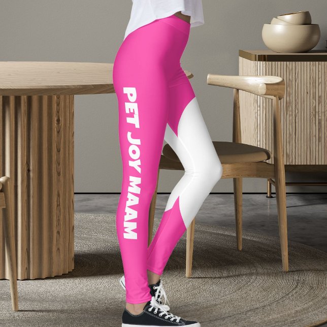 Leggings Maman Chat Chéri Nom Électrique Rose Blanc Texte P (Créateur téléchargé)