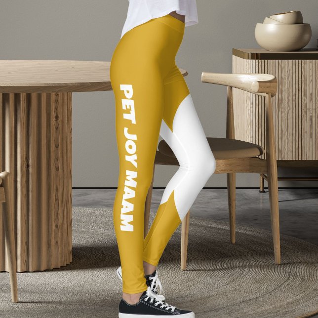 Leggings Maman Chat Chéri Nom Moutarde Or Blanc Texte Perso (Créateur téléchargé)