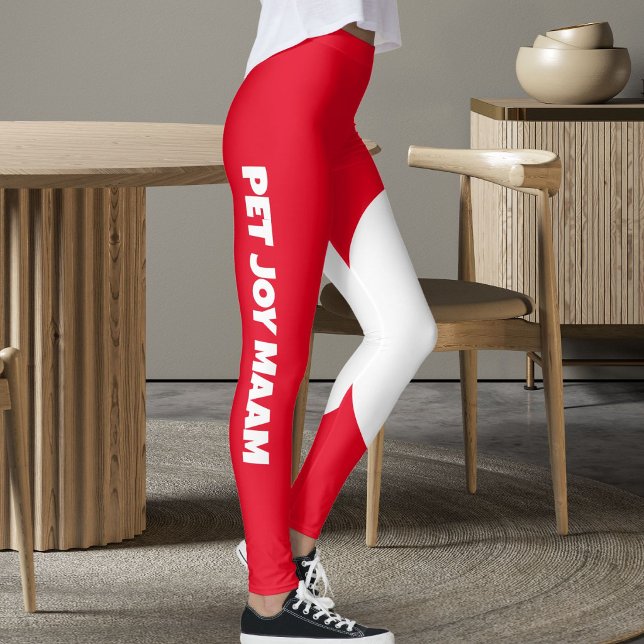 Leggings Maman Chat Chéri Nom Victoire Rouge Blanc Texte Pe (Créateur téléchargé)
