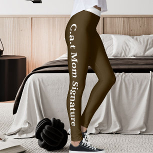 Leggings Maman Chat Dark Brown et Blanc Personnalisée pour 