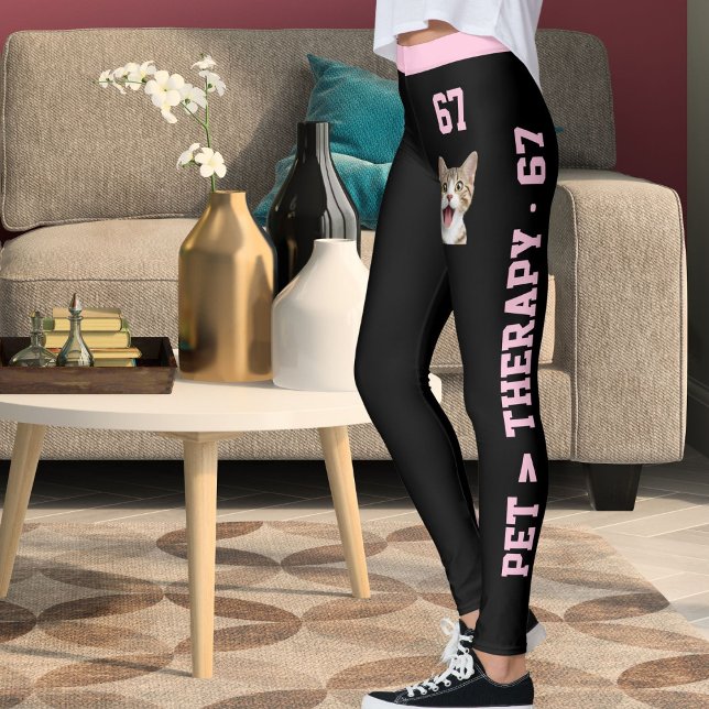 Leggings Maman Chat Moderne Personnalisée Rose Noir 67TH Fe (Créateur téléchargé)