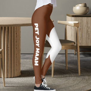 Leggings Maman Chat Poitrine Marron Blanc Texte Personnalis