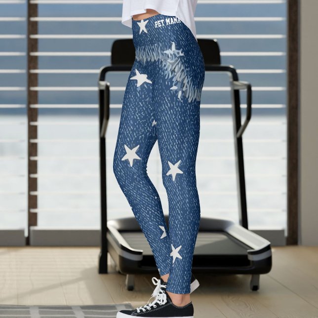 Leggings Maman d'animal Fausse Denim Patch Irégulier Étoile (Créateur téléchargé)