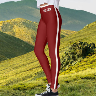 Leggings Maman de chat personnalisée rayures rouges bordeau