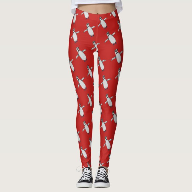Leggings Manchot de dessin animé (Devant)