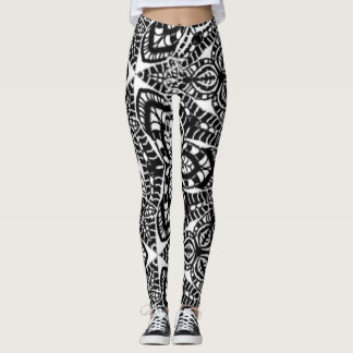 Leggings mandala art abstrait géométrique b&W
