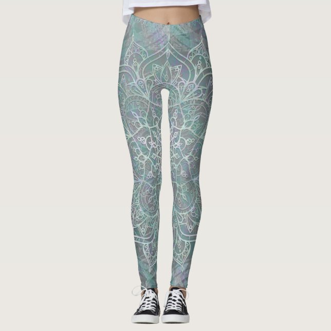 Leggings Mandala Bohème Chic à Reflets Iridescents (Devant)
