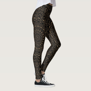 Leggings Mandala Camel Tan à l'élégante symétrie