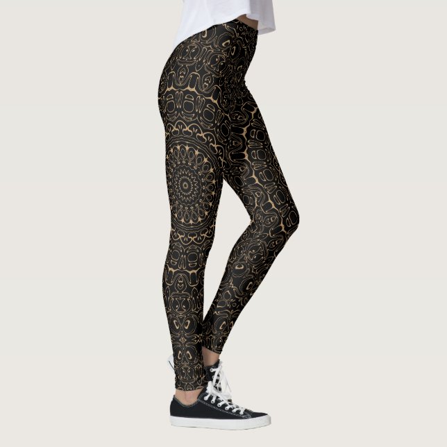 Leggings Mandala Camel Tan à l'élégante symétrie (Droite)