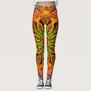 Leggings Mandala, conception kaléidoscopique en or