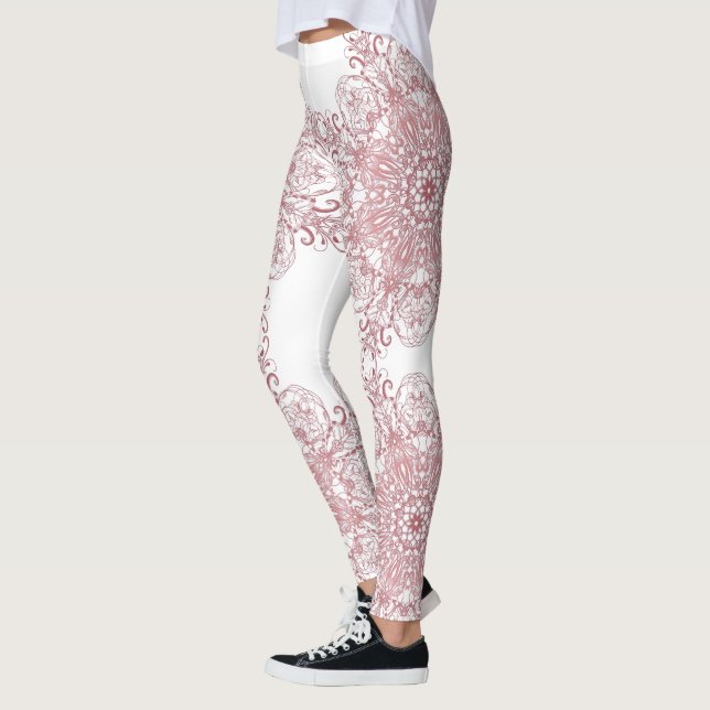 Leggings Mandala. de corail floral ethnique (Gauche)