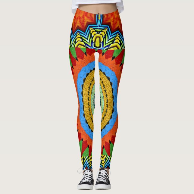 Leggings MANDALA DESIGNER COLLAGE (grande échelle) (Devant)