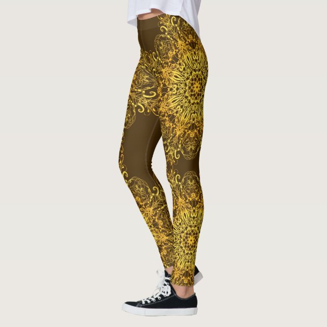Leggings Mandala d'or ethnique. (Gauche)
