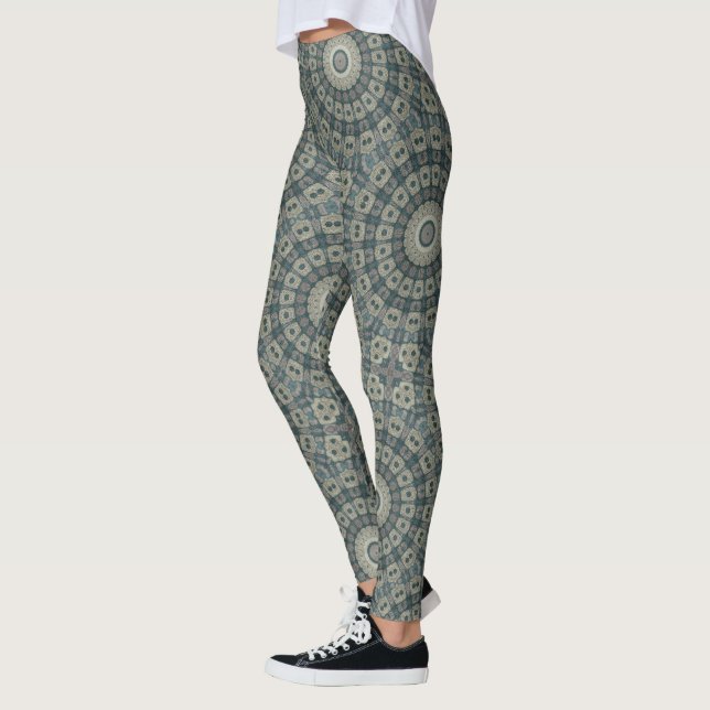 Leggings Mandala en ton terrestre avec Motifs géométriques  (Gauche)