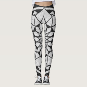 Leggings Mandala étoile tricot noir et blanc