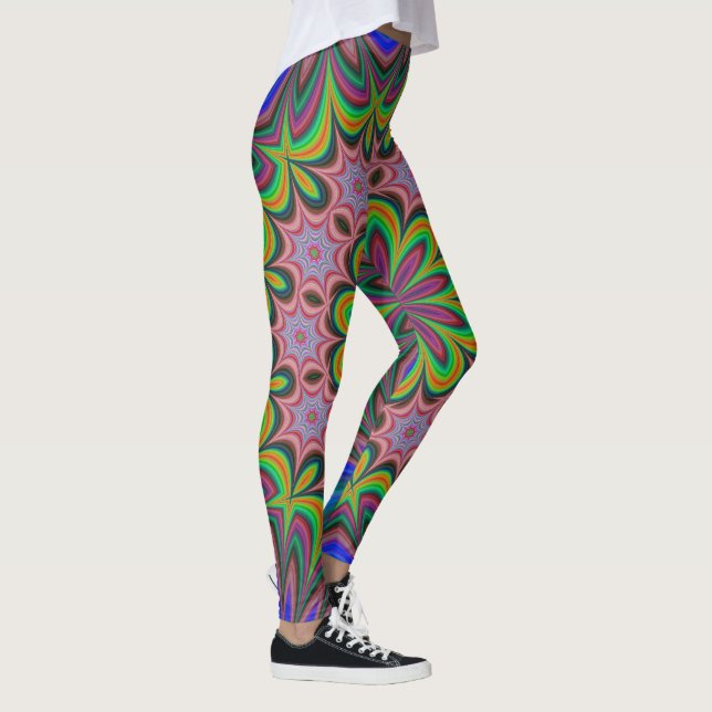 Leggings Mandala Géométrique Rosette Rétro Hippie (Droite)