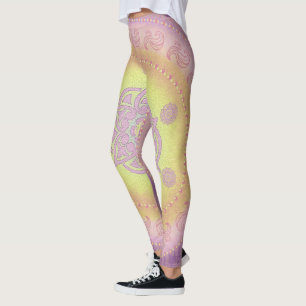 Leggings MANDALA ~ Jaune violet - Légendes
