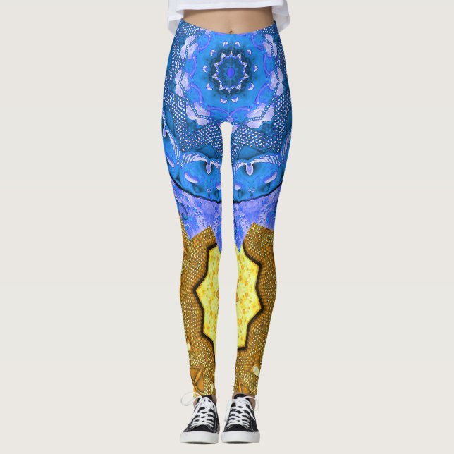 Leggings Mandala Magic Blue & Gold (Devant)