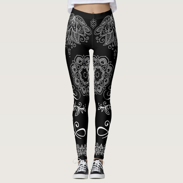 Leggings Mandala noirs/blancs (Devant)