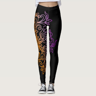 Leggings Mandala pourpre orange élégant de gradient