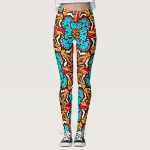 Leggings Mandala Répétitif Floral Vibrant Art