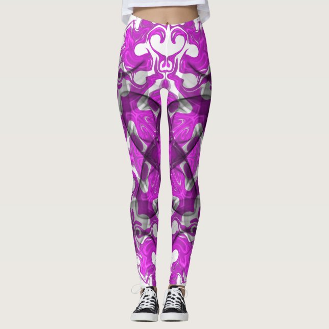 Leggings mandala rose Abstrait, tourbillon papillon psychéd (Devant)